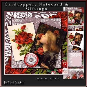 Cardtopper 7x7 with Inlet Red Flower 241