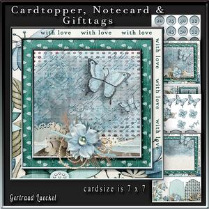 Cardtopper with Inlet Blue Blooming 242