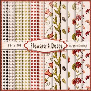 12 x A4 Backgroundpaper Flowers & Dotts 135