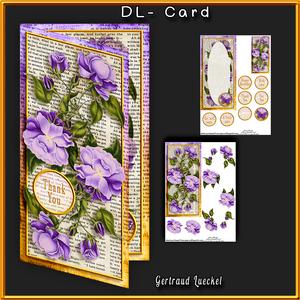 Dl Card with Inlet 255 All About Flowers Yellow Purple