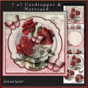 Cardtopper with Inlet All About Flowers Red 268