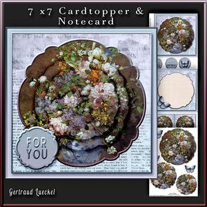 Cardtopper with Inlet All About Flowers Blue 271