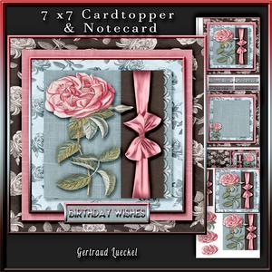 Cardtopper Pink Rose 284