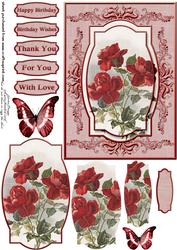Cardtopper Red Roses 290