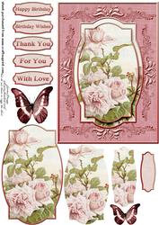 Cardtopper Soft Pink Roses 292