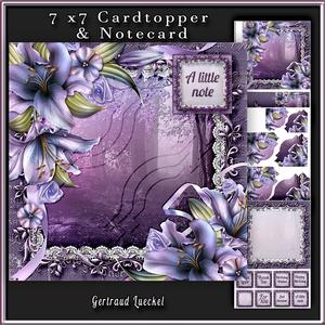 Cardtopper with Inlet Purple Flowers 322