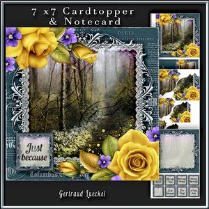 Cardtopper with Inlet Yellow Roses 323