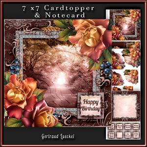 Cardtopper with Inlet Orange Roses 324