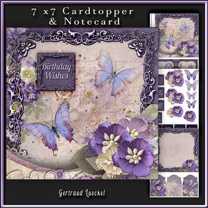Cardtopper with Inlet Purple Butterflies 325