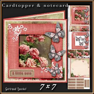 Cardtopper Framed Flowers Red Roses 344