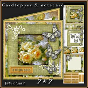 Cardtopper Framed Flowers Yellow Roses 345