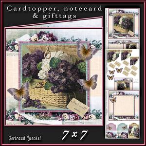 Cardtopper Pansy and Lilacs 347