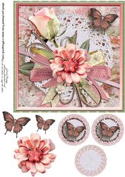 Cardtopper Singlesheet Peach Flower 104