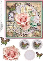 Cardtopper Singlesheet Soft Peach Rose 106