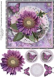 Cardtopper Singlesheet Purple Flower 107