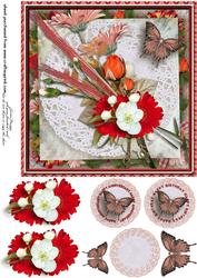 Cardtopper Singlesheet Red Dahlia 108