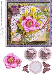 Cardtopper Singlesheet Pink Flower 109