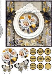 Cardtopper Singlesheet Flowers in a Frame 115