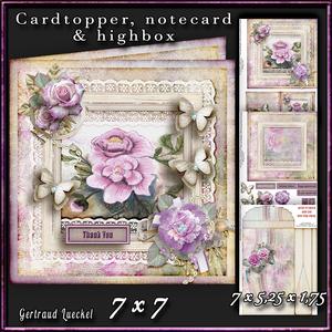 Cardtopper with Large Highbox Purple Flowers 371