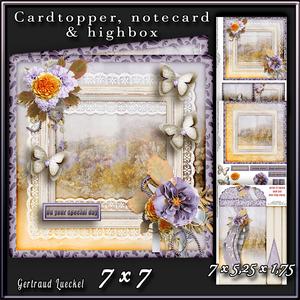 Cardtopper with Large Highbox Blue Flowers 372