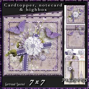 Cardtopper with Large Highbox Blue Flowers 373