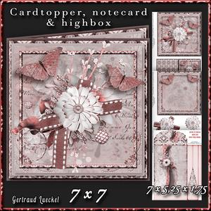 Cardtopper with Large Highbox Red Flowers 374