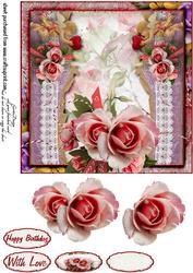 Cardtopper Red Roses 380