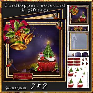 Cardtopper with Inlet Christmastree Cupcake 385