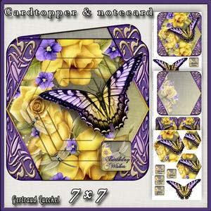 Cardtopper Lovely Butterfly Yellow Purple 401