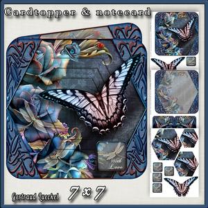 Cardtopper Lovely Butterfly Blue Magenta 402