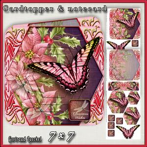 Cardtopper Lovely Butterfly Pink Green 403
