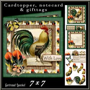 Cardtopper Country Love Rooster Green 418