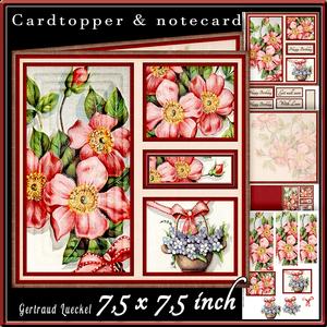 Cardtopper Beautiful Red Flowers 445