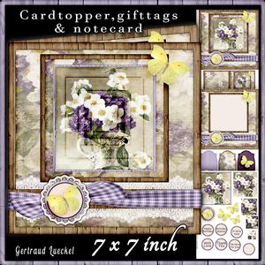 Cardtopper Vintage Flower and Citrus Butterfly 451