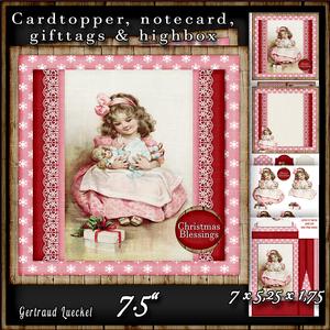Cardtopper with Large Highbox Christmas Litte Girl 470
