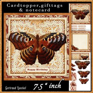 Cardtopper Large Butterfly Orange Red 488