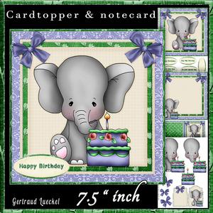 Elephant Birthday Boy Cardtopper Kit 516