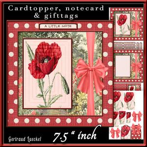 Vintage Red Poppy Cardtopper 529