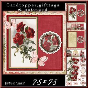 Cardtopper Red Roses 567