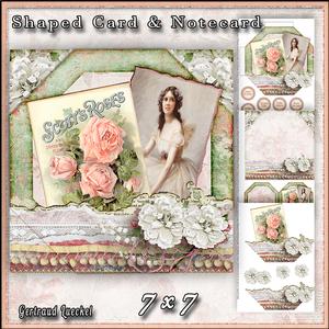 Shaped Card Vintage Rose Romance 350