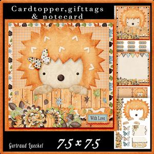 Cardtopper Cute Little Hedgehog Orange 584