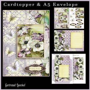 Cardtopper with Matching Envelope Anemone Lilac 633