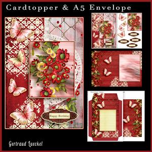Cardtopper with Matching Envelope Peony 635
