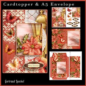 Cardtopper with Matching Envelope Poinsettia 639