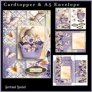 Cardtopper with Matching Envelope Cupcake Lilac 640