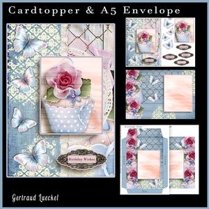 Cardtopper with Matching Envelope Cupcake Blue 641