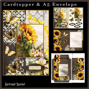 Cardtopper with Matching Envelope Sunflower 645