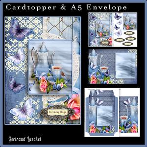 Cardtopper with Matching Envelope Tea Time Blue 654