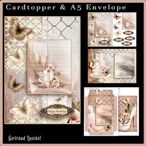 Cardtopper with Matching Envelope Creme Wedding 655