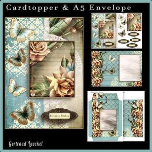 Cardtopper with Matching Envelope Creme Roses 659